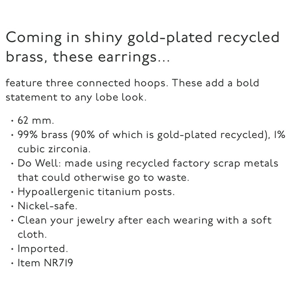 NWT Madewell Triple Hoop Earrings - Picture 5 of 5